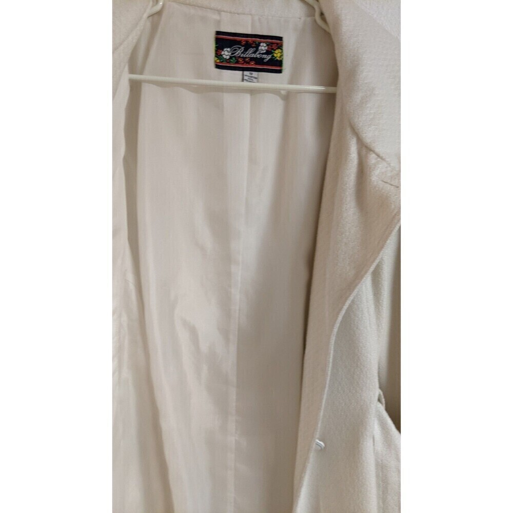 Women's BILLABONG Cotton/Poly Cream Color Double Breasted Belted Coat Size 12 - Picture 11 of 13